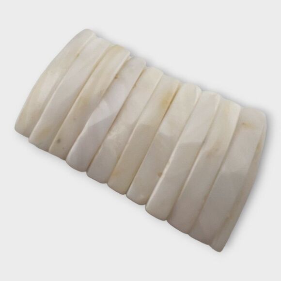 Vintage Faceted Mother-of-Pearl Wide Bracelet - Picture 6 of 7